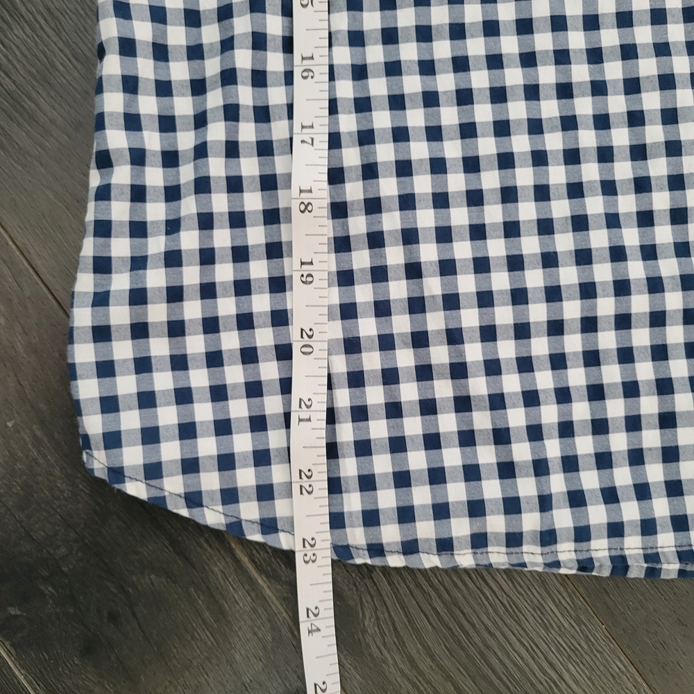 JENNIFER AND GRACE Blue Gingham Blouse Sz M Bell Sleeves Boho Cotton Blend - Picture 6 of 8
